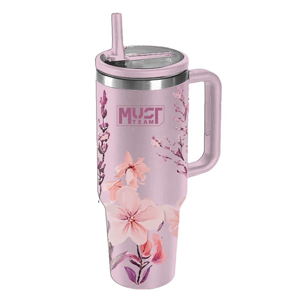 ΠΟΤΗΡΙ ΑΝΟΞΕΙΔΩΤΟ ΘΕΡΜΟΣ 1200ML ΜΕ ΚΑΛΑΜΑΚΙ 27Χ10Χ7.5ΕΚ MUST TEAM ΡΟΖ ΦΛΟΡΑΛ