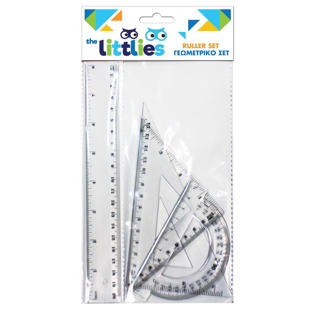 Γεωμετρικό Σετ The littlies 4 Τμχ. (χάρακας 20 εκ., 2 τρίγωνα, μοιρογνωμόνιο)