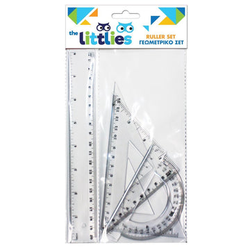 Γεωμετρικό Σετ The littlies 4 Τμχ. (χάρακας 20 εκ., 2 τρίγωνα, μοιρογνωμόνιο)