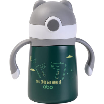 Dark Green You Croc My World, Ανοξείδωτο παγούρι θερμός 300ml με μαλακό καλαμάκι