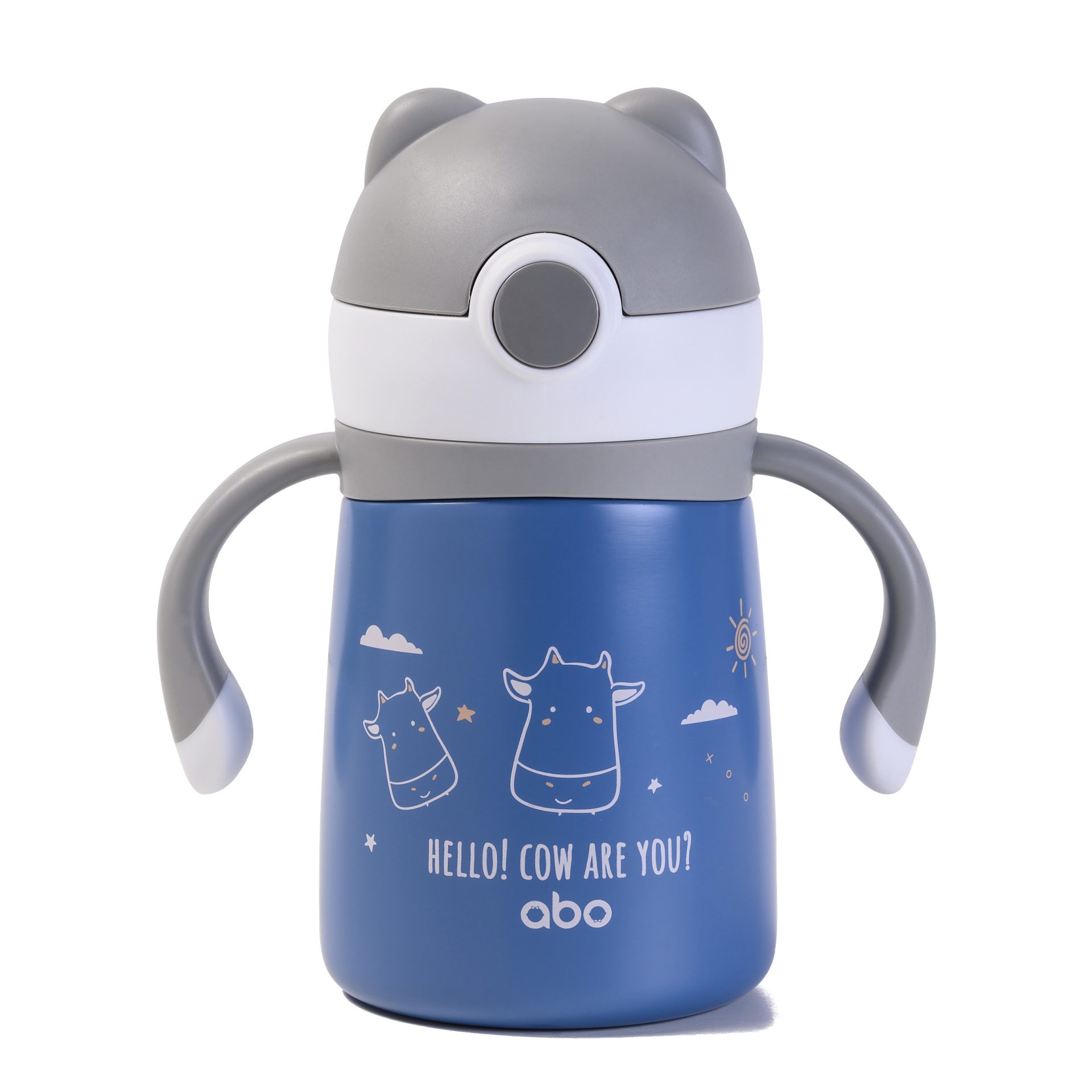 HELLO! COW ARE YOU? Ανοξείδωτο παγούρι θερμός 300ml με μαλακό καλαμάκι