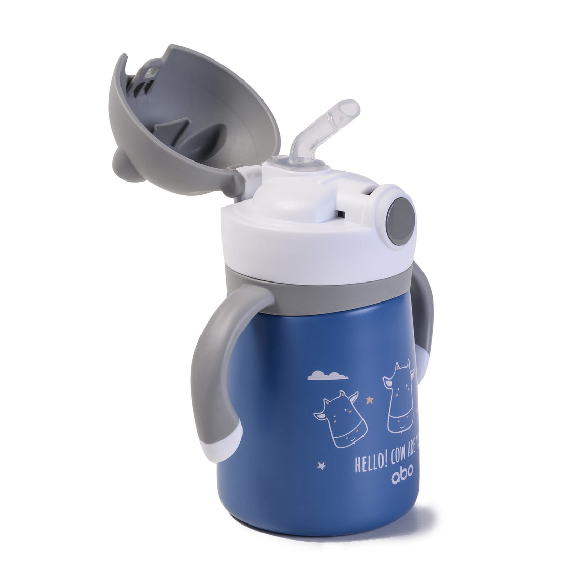 HELLO! COW ARE YOU? Ανοξείδωτο παγούρι θερμός 300ml με μαλακό καλαμάκι