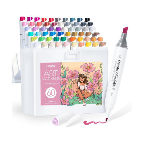 Ohuhu Kaala Alcohol Markers Σετ 60 Χρωμάτων Slim Chisel & Mini Brush Y30-80405-43