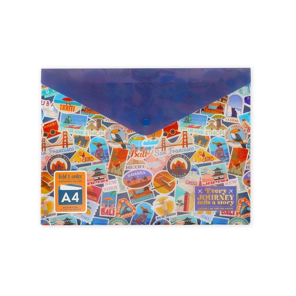 Legami Φάκελος με Κουμπί Α4 Fold & Order - Travel Stickers